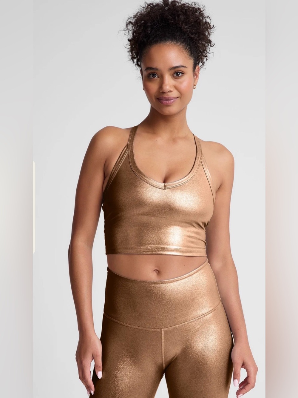 Beyond Yoga Small NWT Tank in Gold Liquid Foil Copper